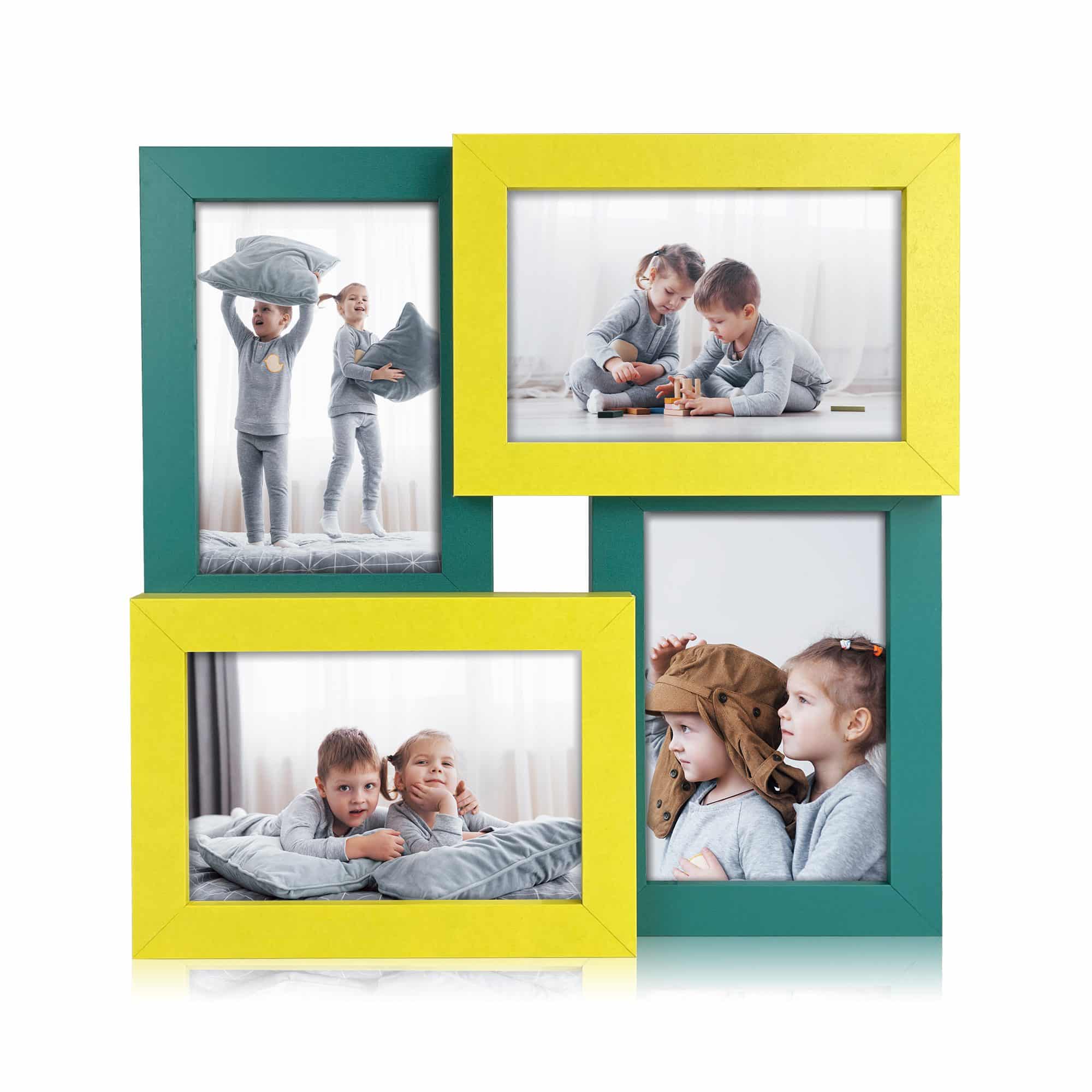 Yellow-Green 4 Opening Photo Collage Frame