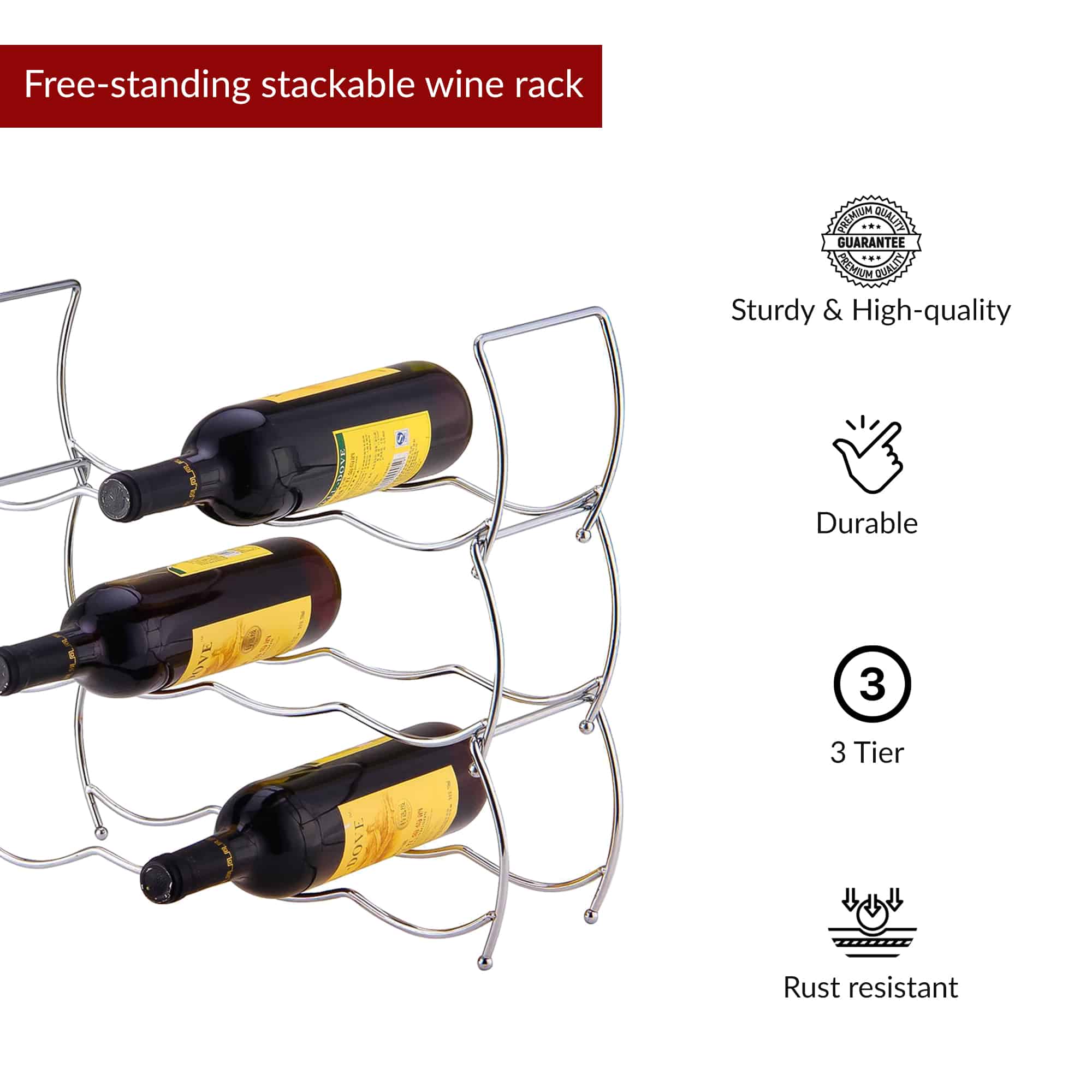 3 Tier Stackable Wine Rack