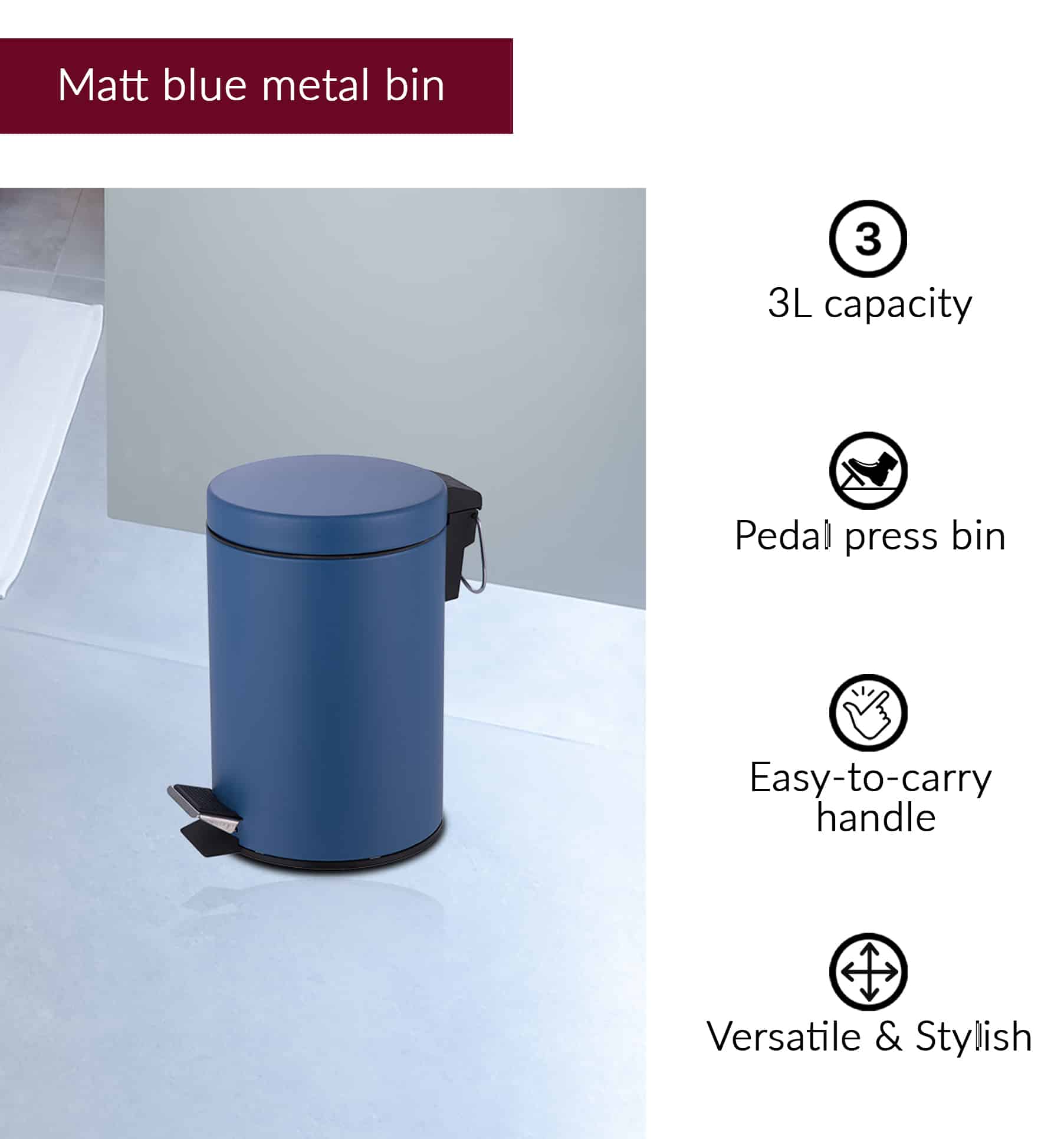 3L Pedal Bin & Toilet Brush Set