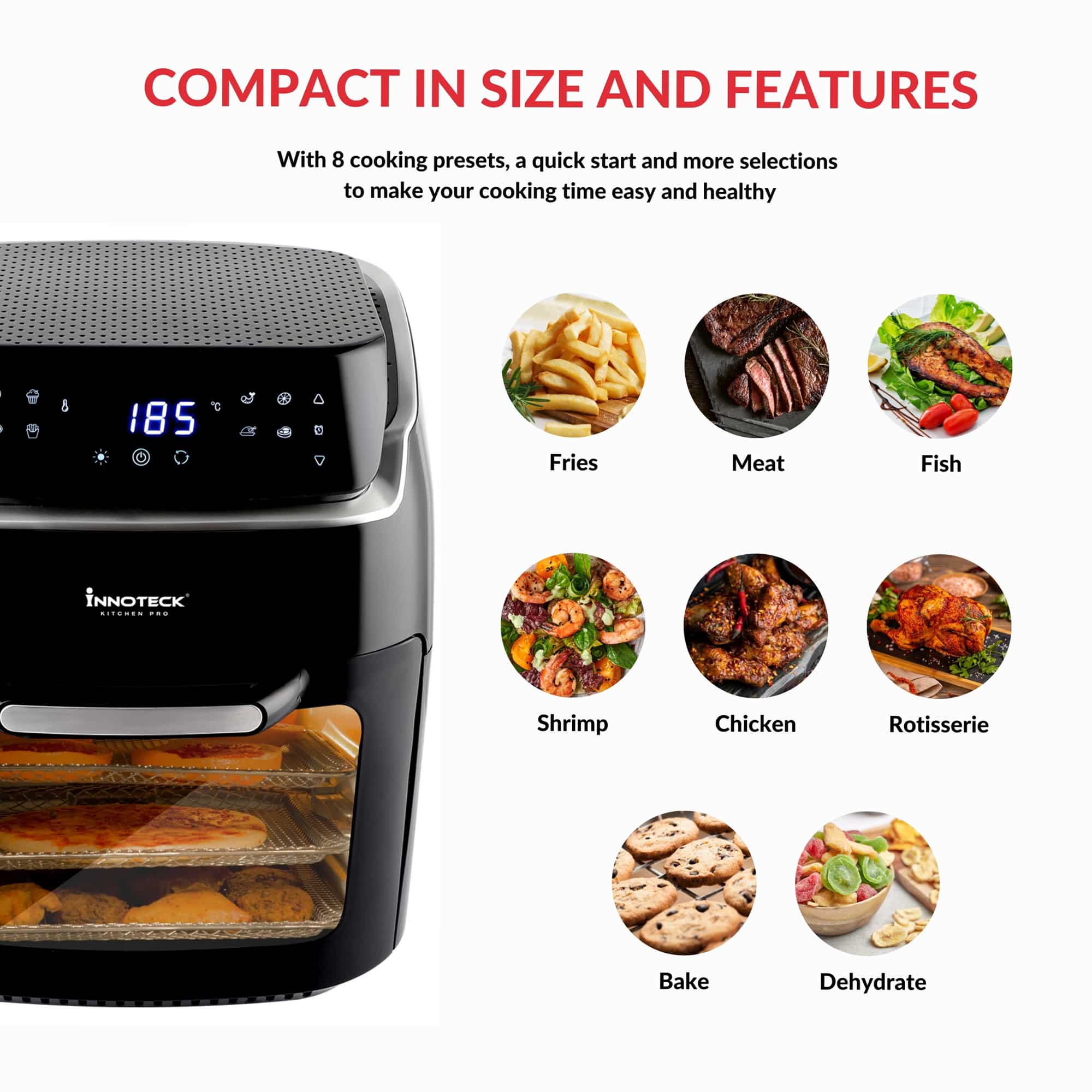 12L Digital Air Fryer Oven with Rotisserie and Dehydrator