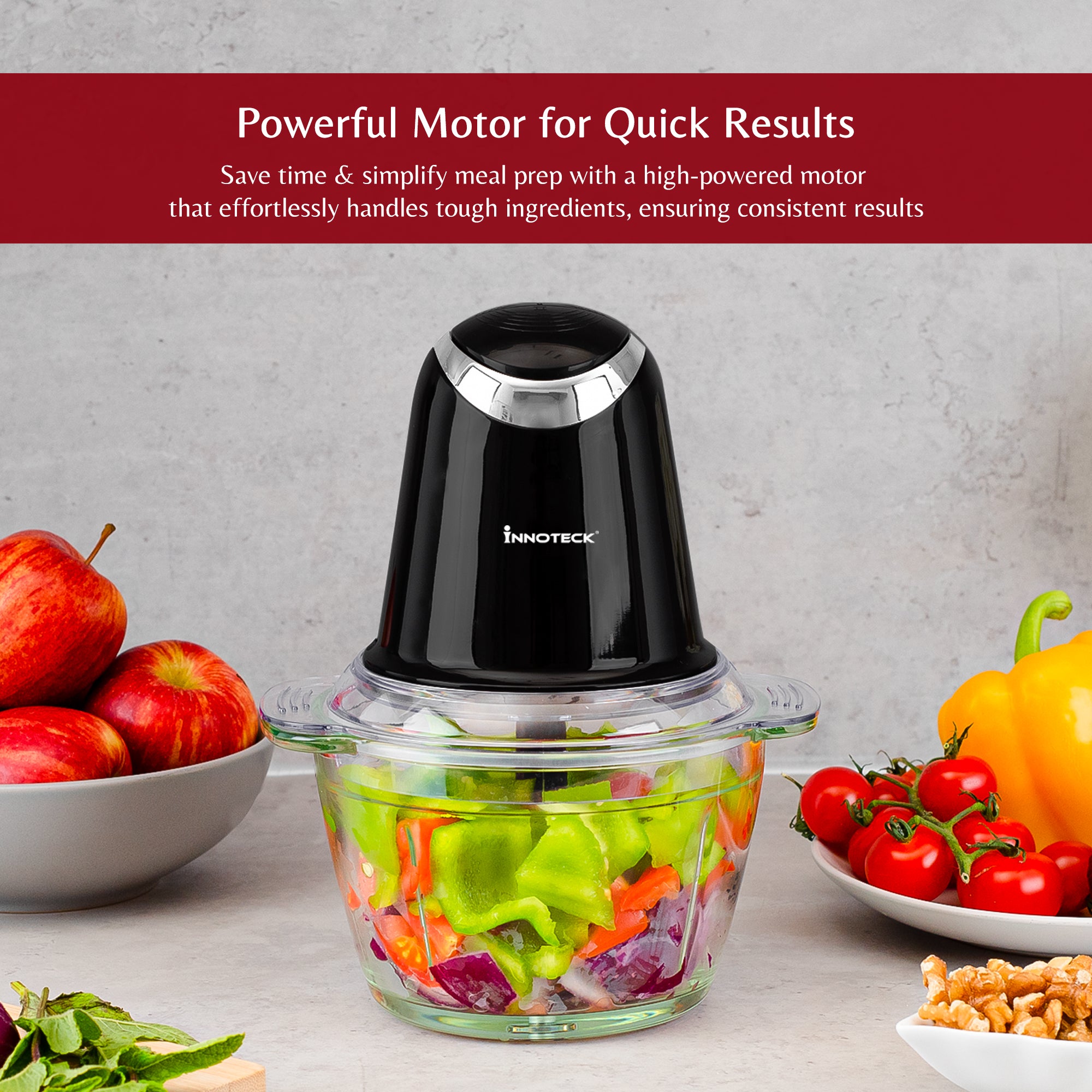 1L Electric Mini Chopper with Glass Bowl