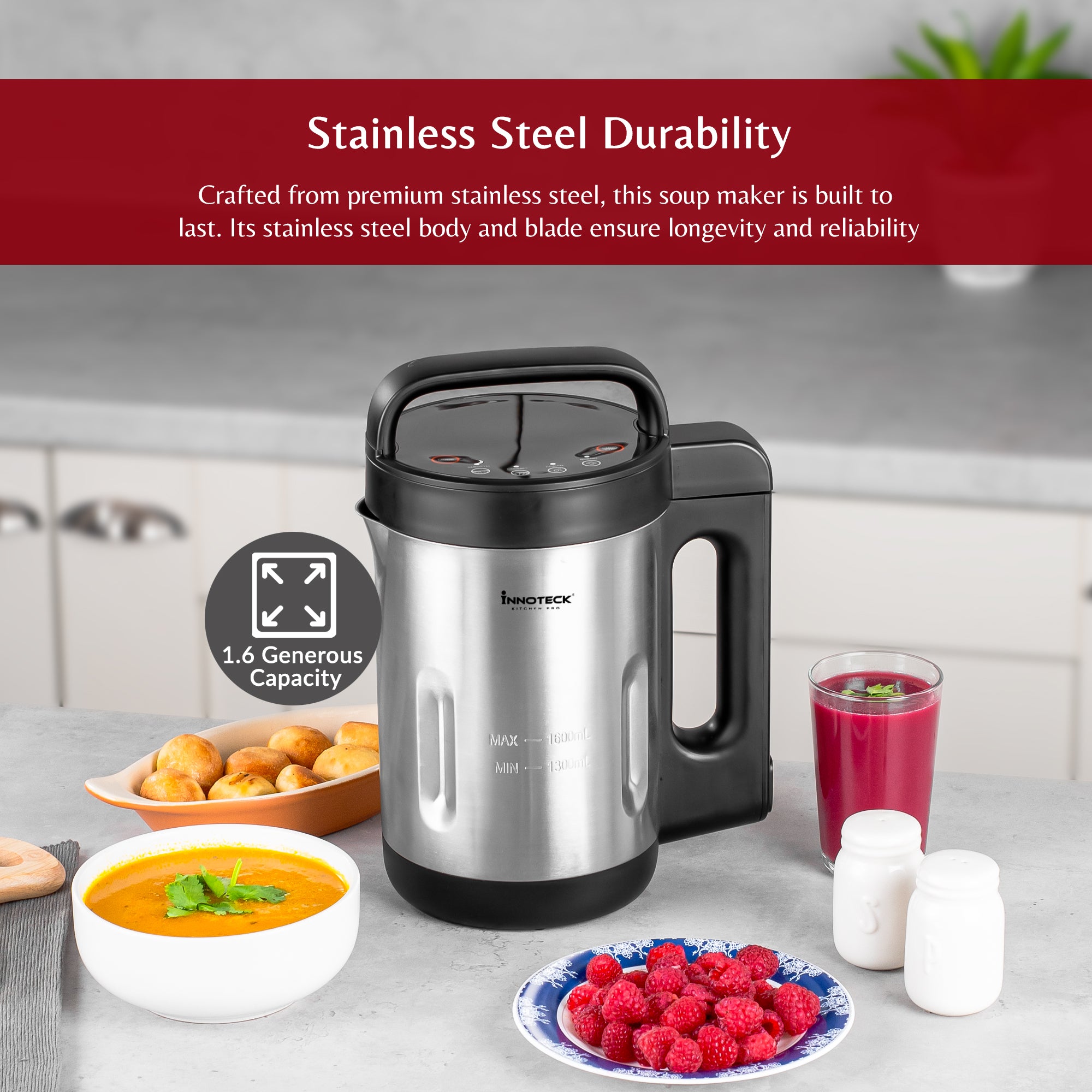 1.6L Soup Maker With 4 Modes And Digital Display