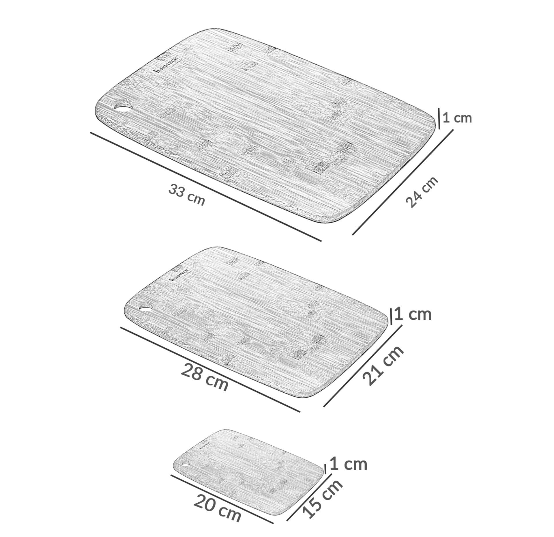 3 Pc Bamboo Cutting Board Set