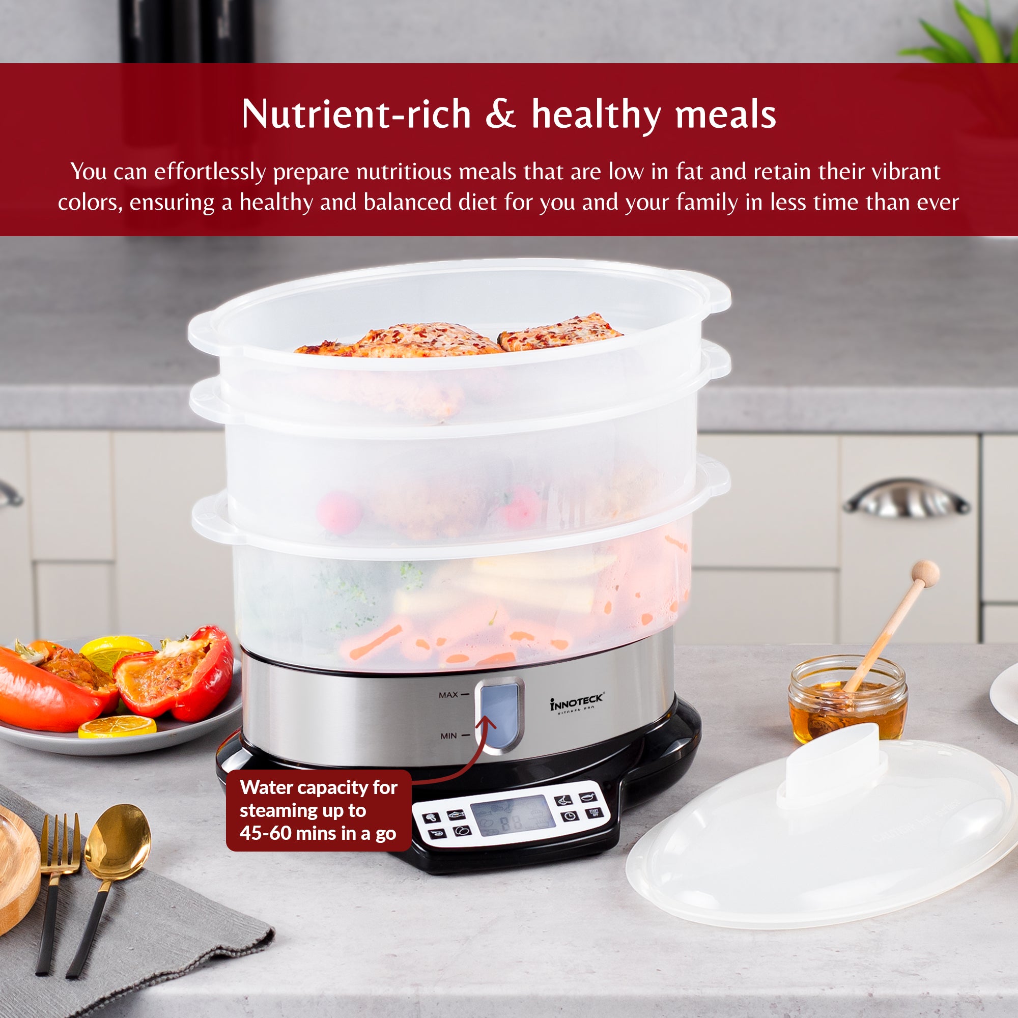 3-Tier Steam Cooker with Digital Timer