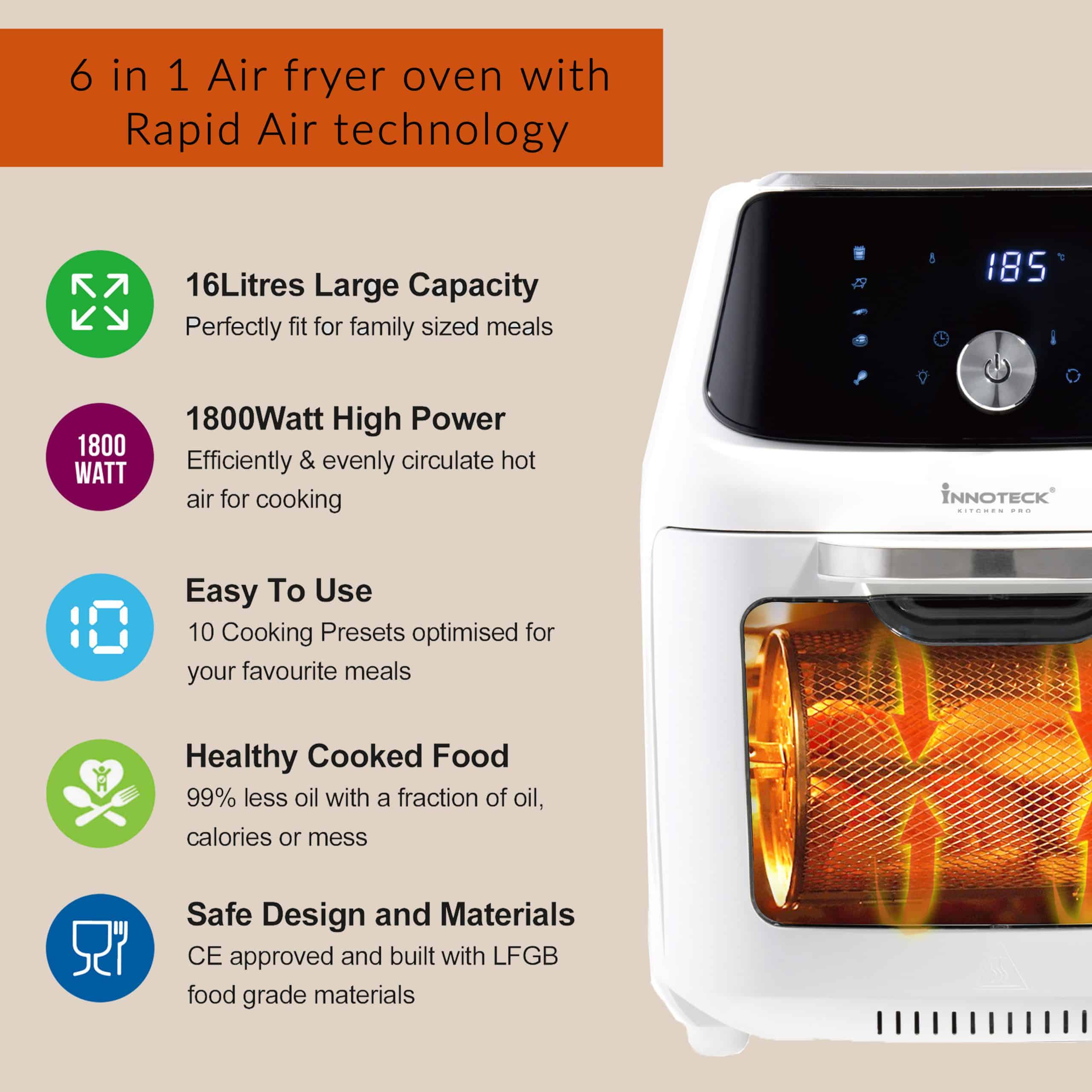 16L Air Fryer Oven with Rotisserie and Dehydrator