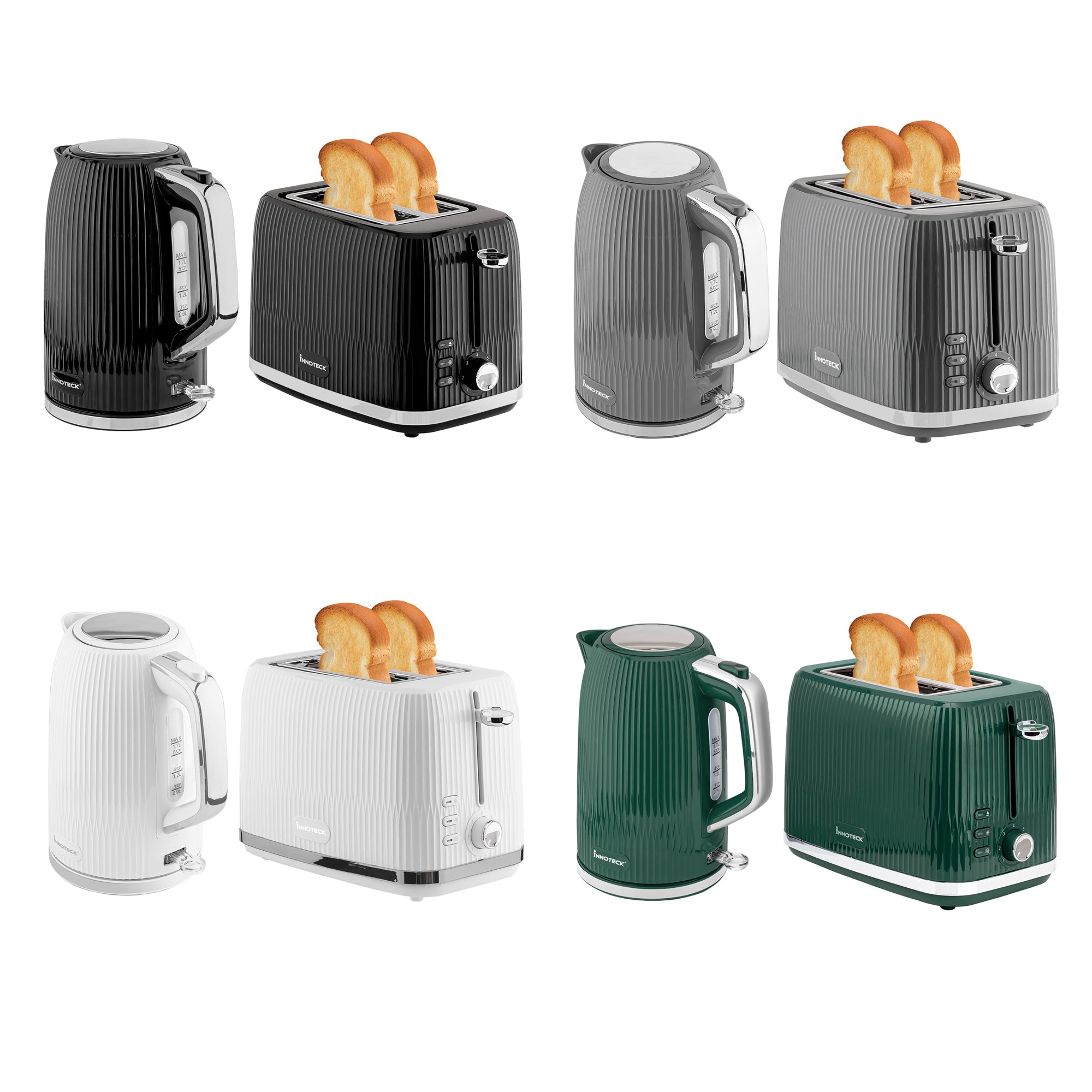 1.7L Electric Kettle and 2 Slice Toaster Set